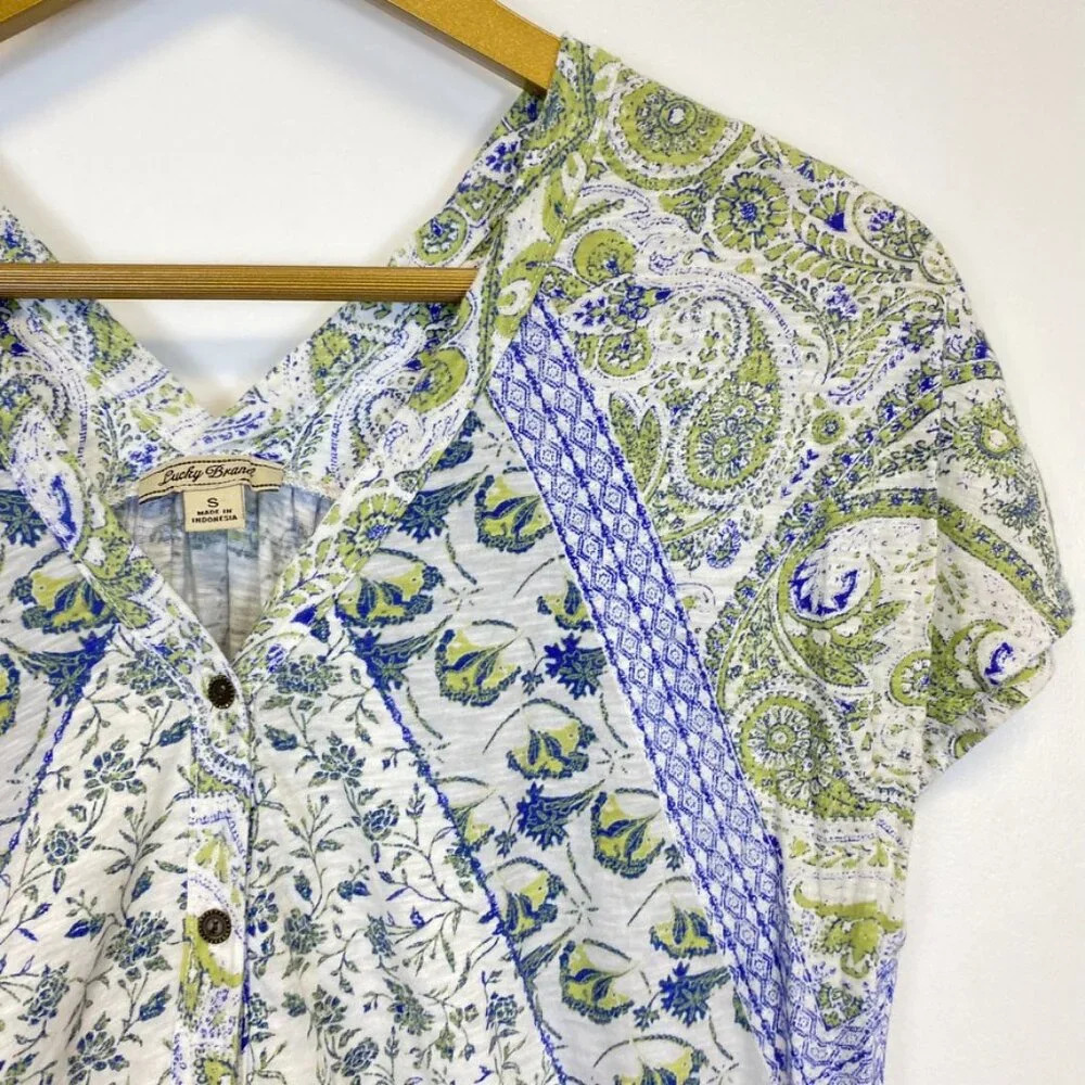 Lucky Brand Blue and Green Floral Button Down Top - Picture 5 of 8